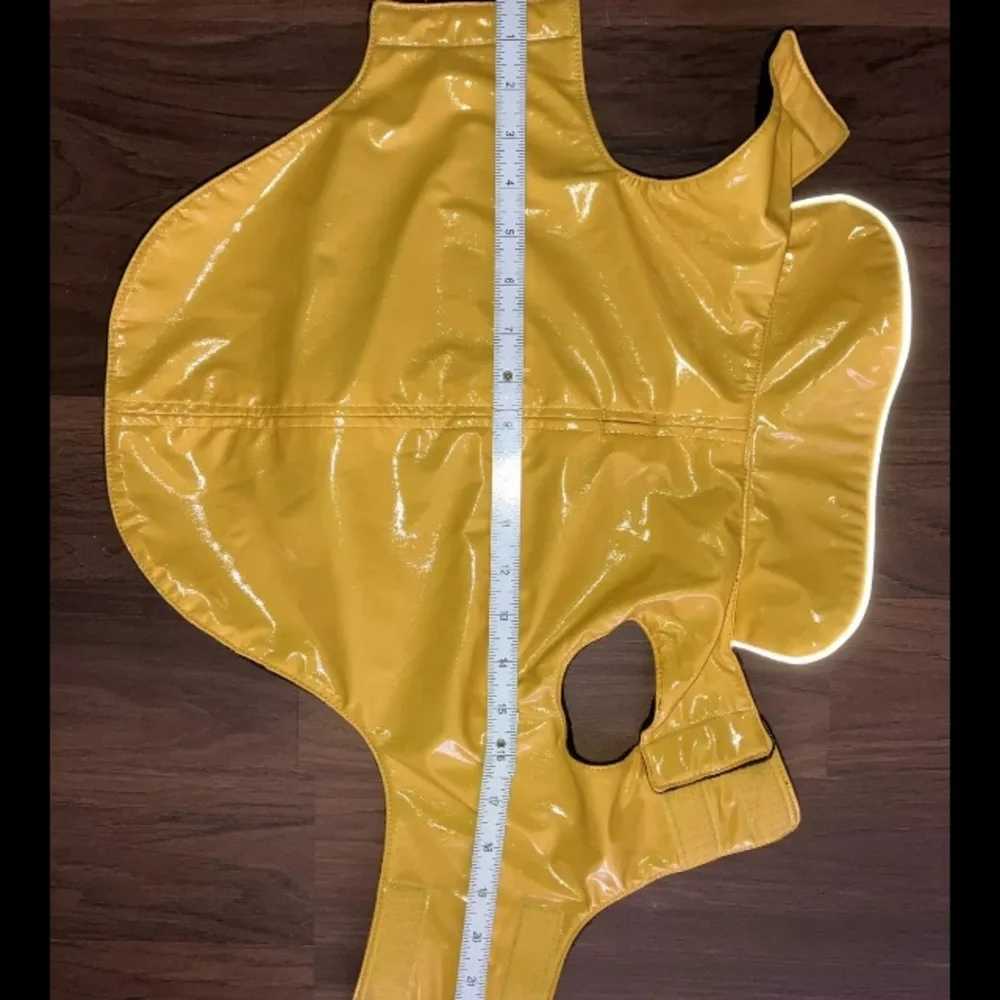 Legitimutt Yellow Dog Raincoat 14” Waterproof Fleece Lined Adjustable Leash Hole